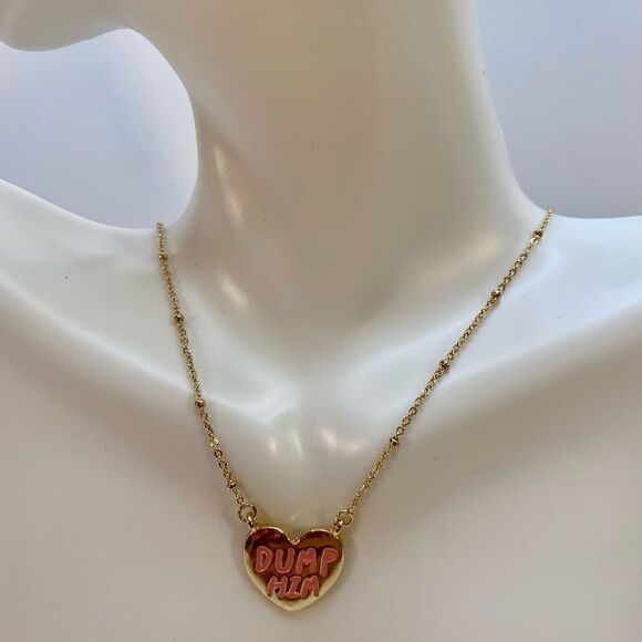 “Dump Him” necklace on delicate gold tone chain. - Picture 6 of 7